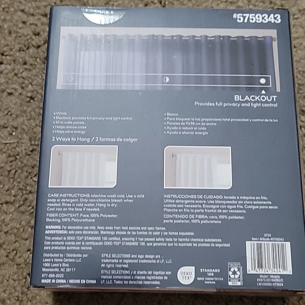 Style Selections White Blackout Curtain Panels